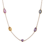 18ct Yellow Gold Fancy Colour And Fancy Shape Sapphire Spectacle Necklace