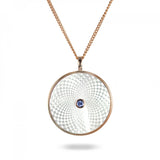 Sterling Silver Large Pendant with White Mother-of-Pearl and Blue Sapphire Gem