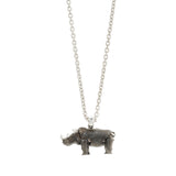 Sterling Silver Charging Rhino Pendant