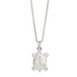 Sterling Silver Turtle Pendant with Sapphire Eyes