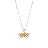 Sterling Silver Criss Cross Bar Enamel Yellow Pendant