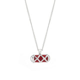 Sterling Silver Criss Cross Bar Enamel Red Pendant