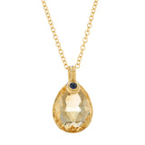 18ct Yellow Gold Briolette Citrine With Cabochon Sapphire Pendant