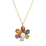 18ct Yellow Gold Multi-Gem Flower Pendant