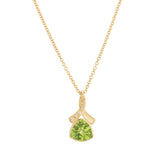 18ct Yellow Gold Trilliant Cut Peridot And Diamond Pendant