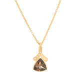 18ct Yellow Gold Trilliant Cut Smoky Quartz And Diamond Pendant