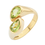 18ct Yellow Gold Peridot Cross Over Ring