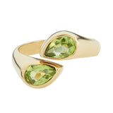 18ct Yellow Gold Peridot Cross Over Ring