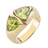 18ct Yellow Gold Trillion Cut Peridot Ring