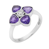 18ct White Gold Amethyst and Diamond Cluster Ring