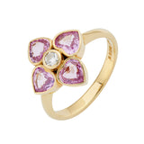 18ct Yellow Gold Pink Sapphire And Diamond Cluster Ring