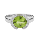 18ct White Gold Peridot Ring With Diamond Detail