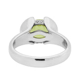 18ct White Gold Peridot Ring With Diamond Detail