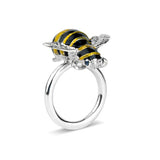 Sterling Silver Bumble Bee Ring Finished In Enamel