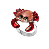 Sterling Silver Hand-Enamelled Crab Ring
