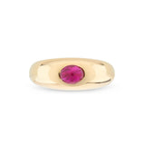 18ct Yellow Gold Cabochon Ruby Gypsy Ring