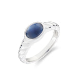 18ct White Gold Sapphire Ring With Twist Detail Shoulders