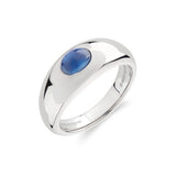 18ct White Gold Cabochon Sapphire Gypsy Ring