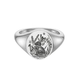 Sterling Silver Zodiac Signet Ring - 12x10mm Oval – Rabbit