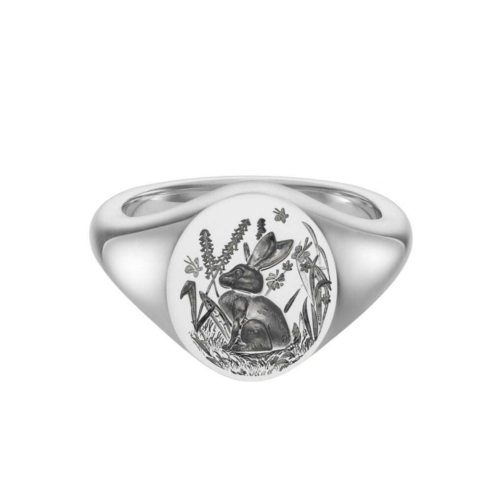 Sterling Silver Oval Zodiac Signet Ring - 14x11.5mm – Rabbit – Deakin ...