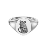 Sterling Silver Zodiac Signet Ring - 14x13mm Oval – Rat