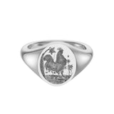 Sterling Silver Zodiac Signet Ring - 14x13mm Oval – Rooster