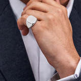 White Gold Cushion Signet Ring (16.5x15mm)