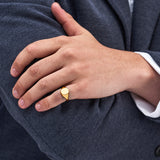 Yellow Gold Cushion Signet Ring (9x11mm)