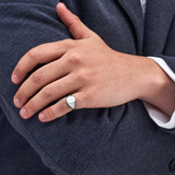 White Gold Cushion Signet Ring (9x11mm)