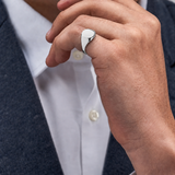 White Gold Cushion Signet Ring (12x10mm)