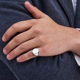 White Gold Oval Signet Ring (14x12mm)