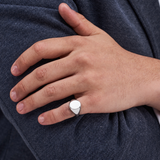 White Gold Oval Signet Ring (12x10mm)