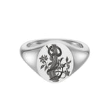 Sterling Silver Zodiac Signet Ring - 14x13mm Oval – Snake