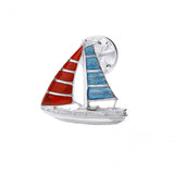 Sterling Silver Yacht Lapel Pin