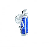 Sterling Silver Blue Golf Bag Lapel Pin