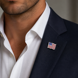 Sterling Silver Hand-Enamelled American Flag Lapel Pin
