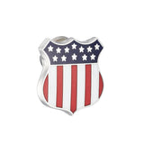 Sterling Silver Hand-Enamelled USA Flag Shield Lapel Pin