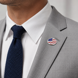 Oval Sterling Silver Hand-Enamelled USA Flag Lapel Pin