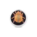 Sterling Silver Embroidered Orange Bug Lapel Pin