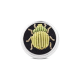 Sterling Silver Embroidered Green Bug Lapel Pin