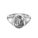 Sterling Silver Zodiac Signet Ring - 14x13mm Oval – Tiger