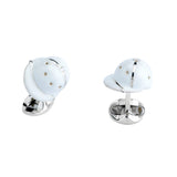 Sterling Silver White Enamel Polo Helmet Cufflinks