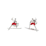 Sterling Silver Surfer Cufflinks With Red Enamel Shorts