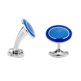 Sterling Silver Royal Blue and Sky Blue Enamel Cufflinks