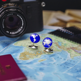 Sterling Silver Enamel World Cufflinks