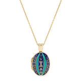 18ct Yellow Gold Navy Blue Sky Blue Enamel Locket Pendant