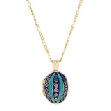 18ct Yellow Gold Navy Blue Sky Blue Enamel Locket Pendant