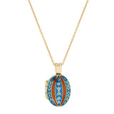 18ct Yellow Gold Blue and Red Enamel Locket Pendant