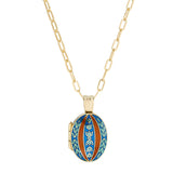 18ct Yellow Gold Blue and Red Enamel Locket Pendant