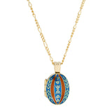 18ct Yellow Gold Blue and Red Enamel Locket Pendant